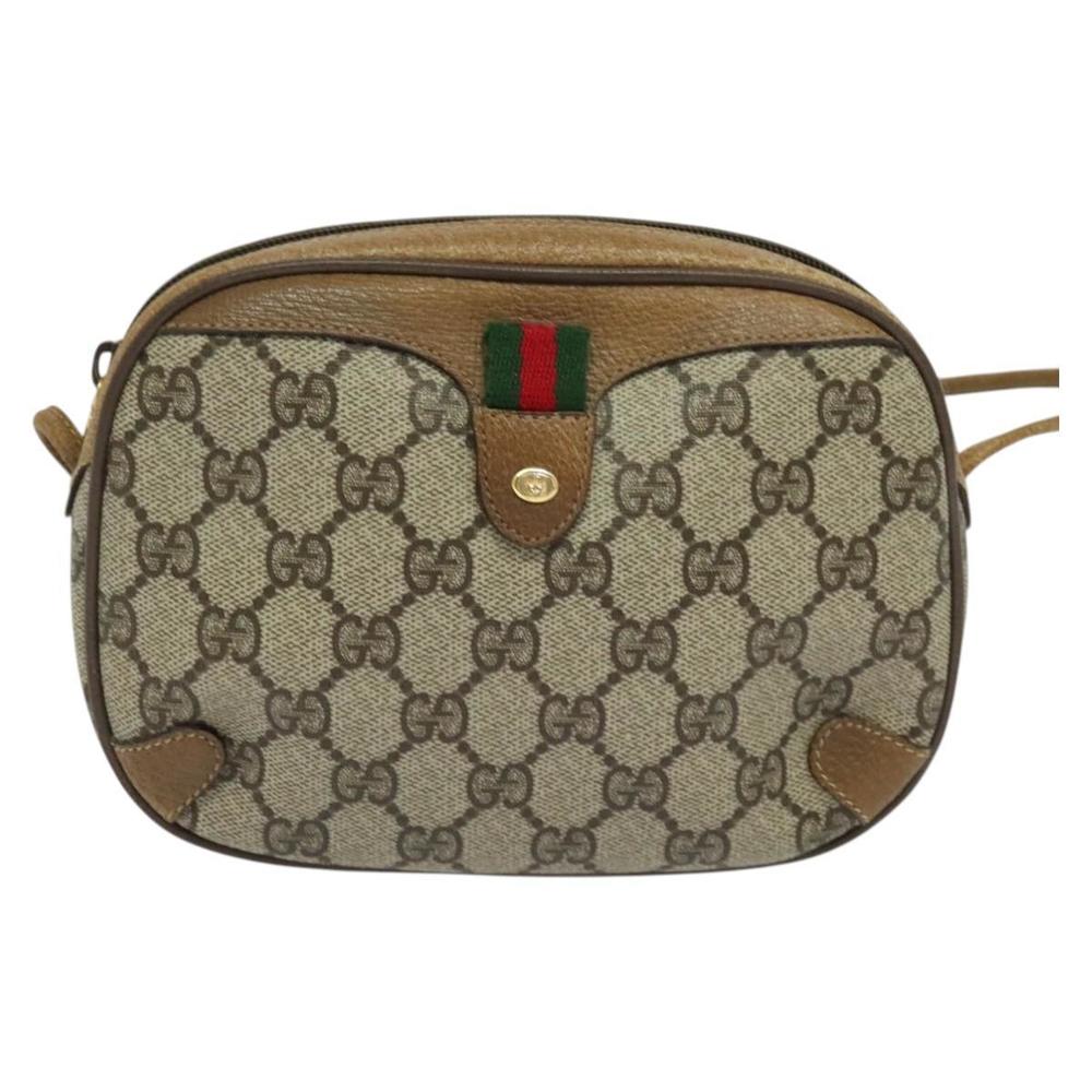 GUCCI GG Supreme Web Sherry Line Bag PVC Beige Gold 89 02 066 Auth sw566 - Picture 13 of 16